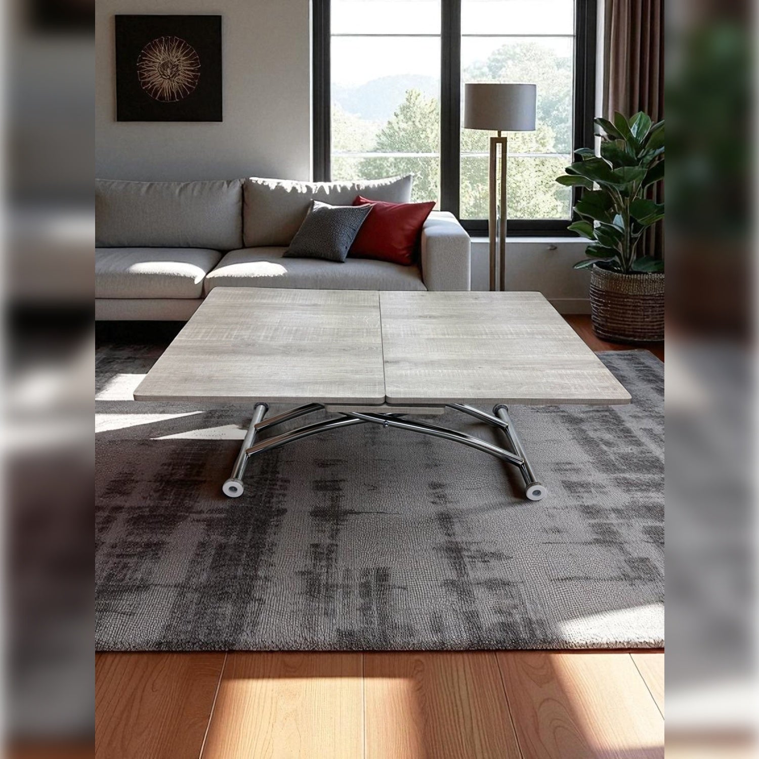 Extendable Square Smart Table | Lisbon MDF & Chrome
