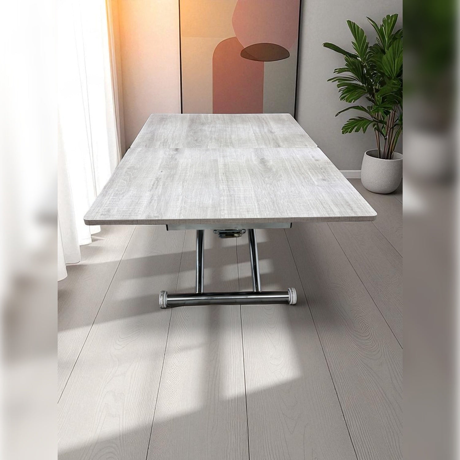 Extendable Square Smart Table | Lisbon MDF & Chrome