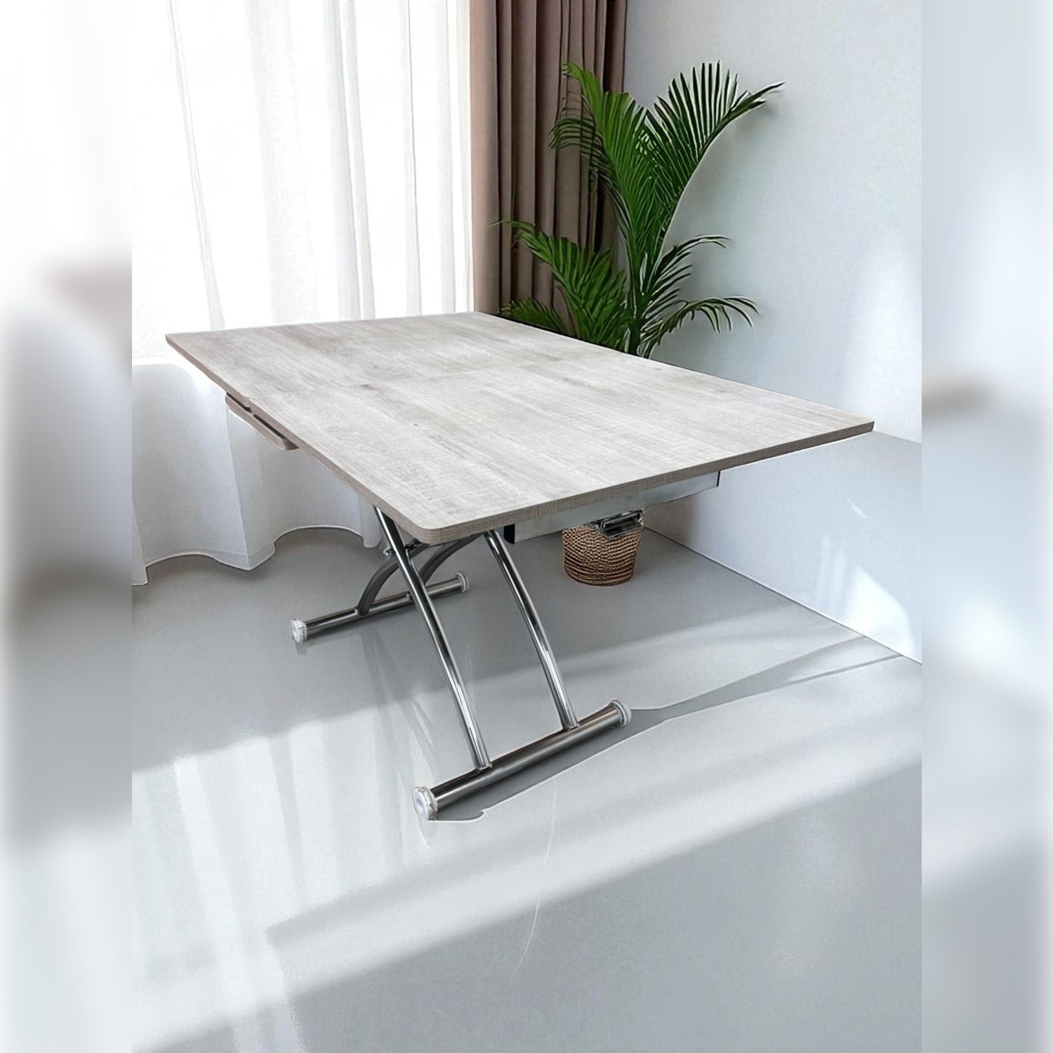 Extendable Square Smart Table | Lisbon MDF & Chrome