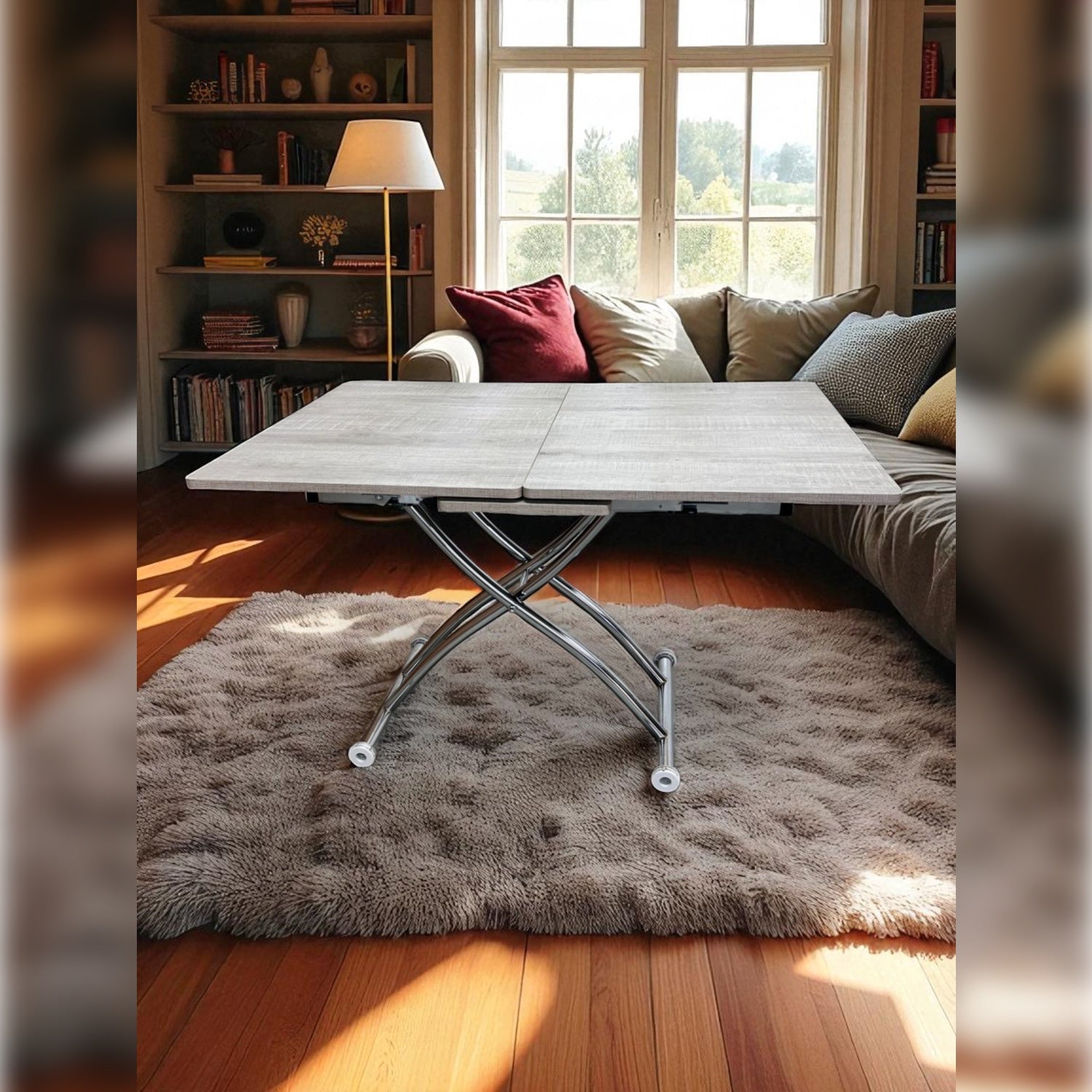 Extendable Square Smart Table | Lisbon MDF & Chrome