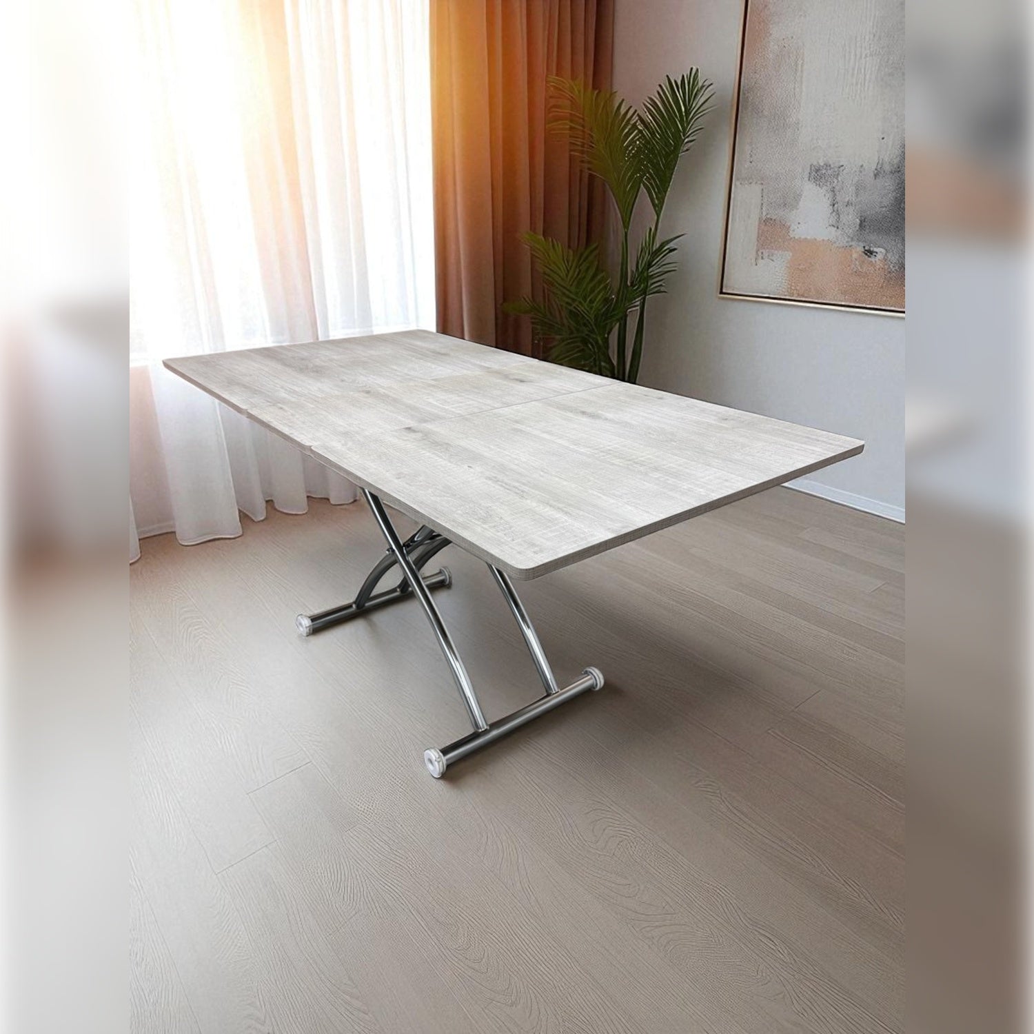 Extendable Square Smart Table | Lisbon MDF & Chrome