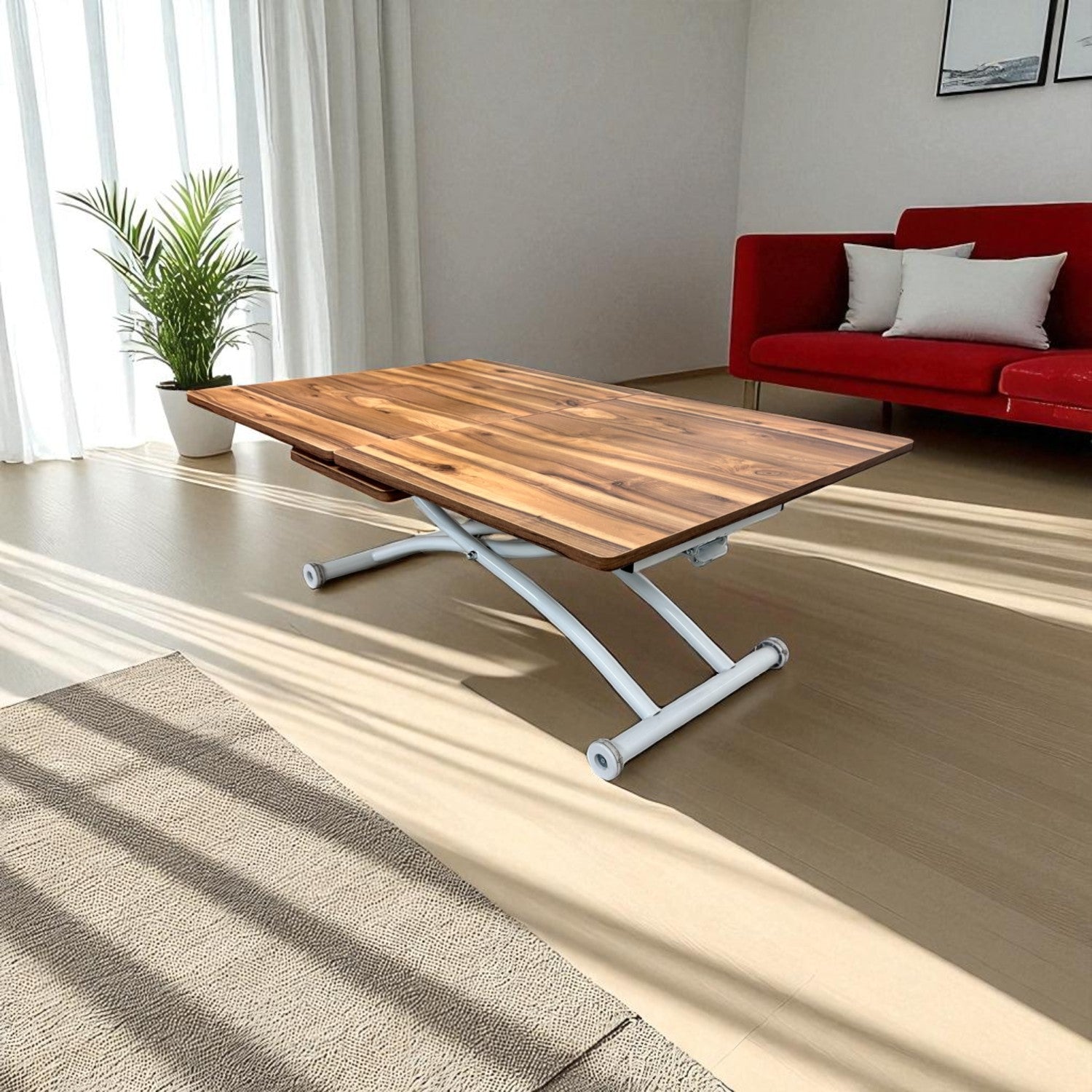 Square Smart Table with Central Opening | Urartu MDF & White