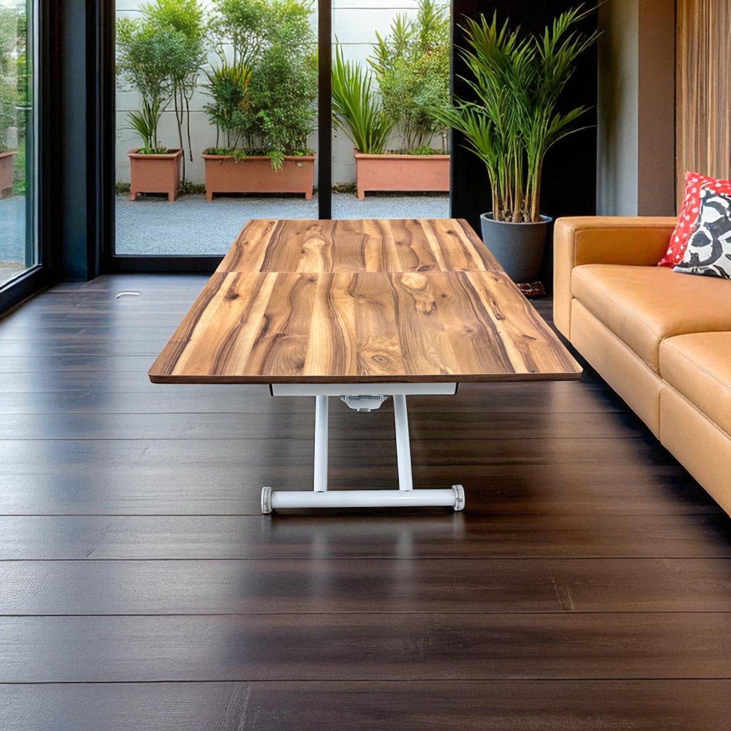Square Smart Table with Central Opening | Urartu MDF & White