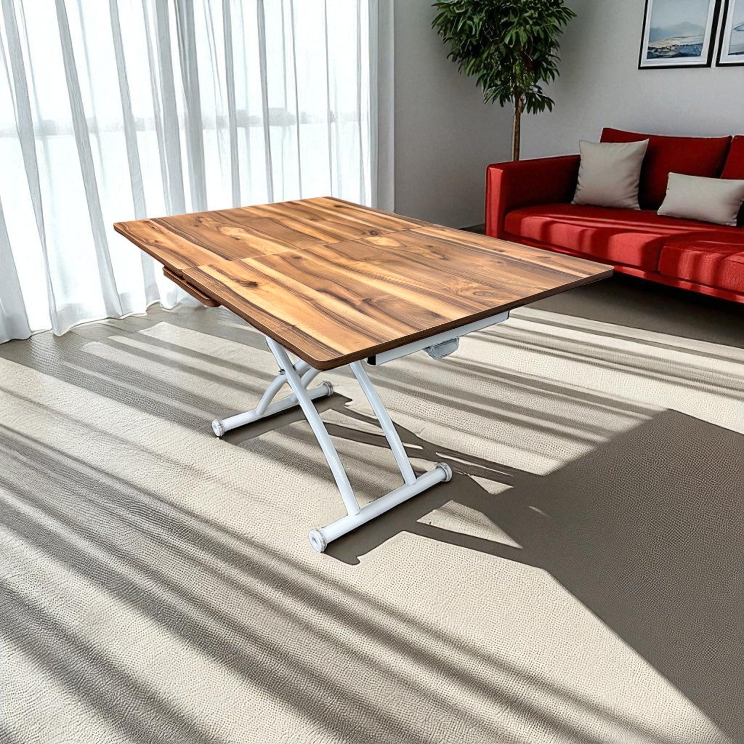 Square Smart Table with Central Opening | Urartu MDF & White