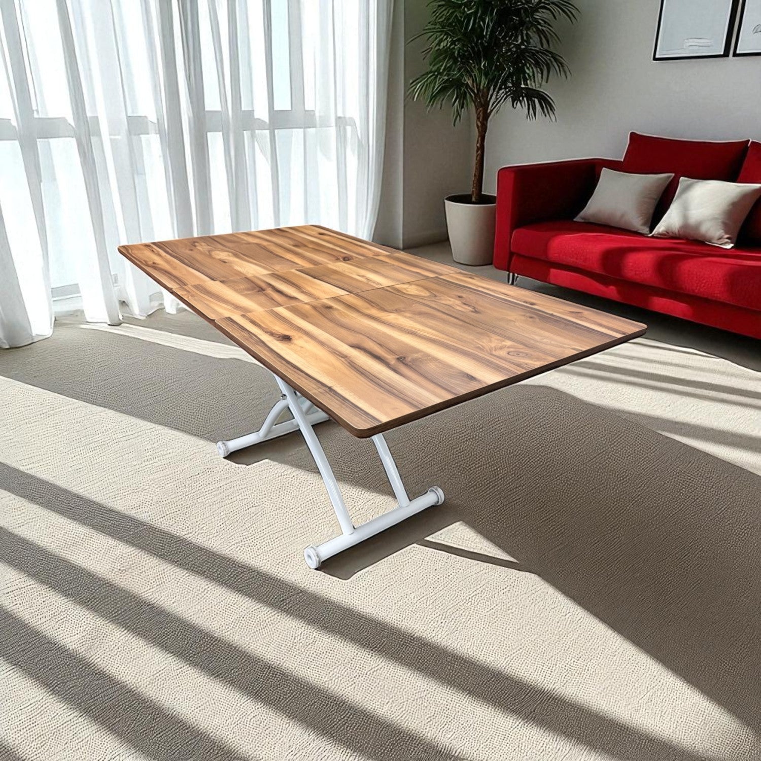 Square Smart Table with Central Opening | Urartu MDF & White