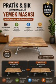 Square Smart Table with Central Opening | Urartu MDF & Chrome