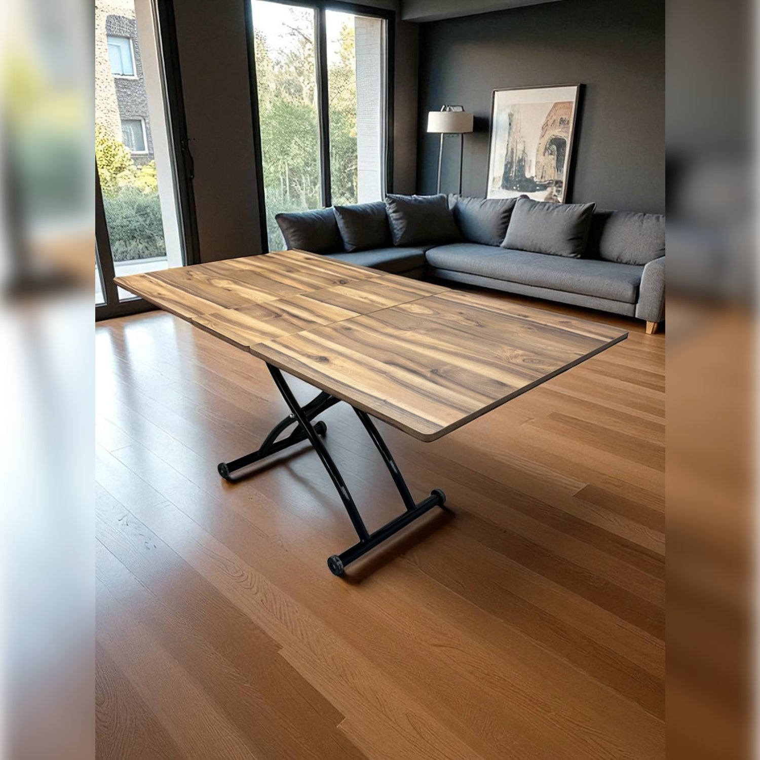 Center-Opening Square Smart Table | Urartu MDF & Black