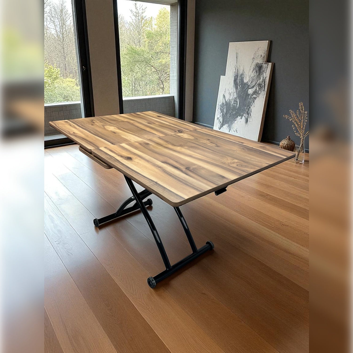 Center-Opening Square Smart Table | Urartu MDF & Black