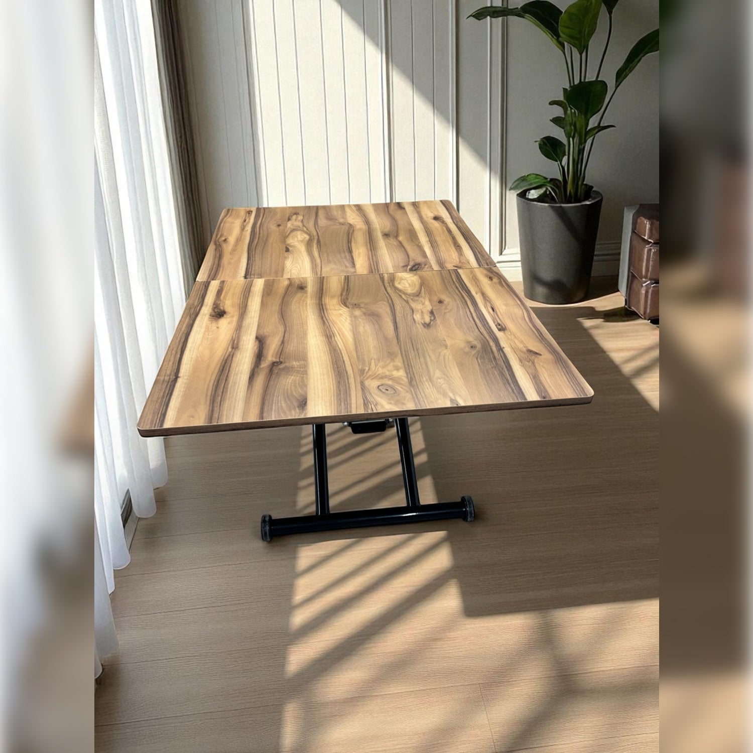 Center-Opening Square Smart Table | Urartu MDF & Black