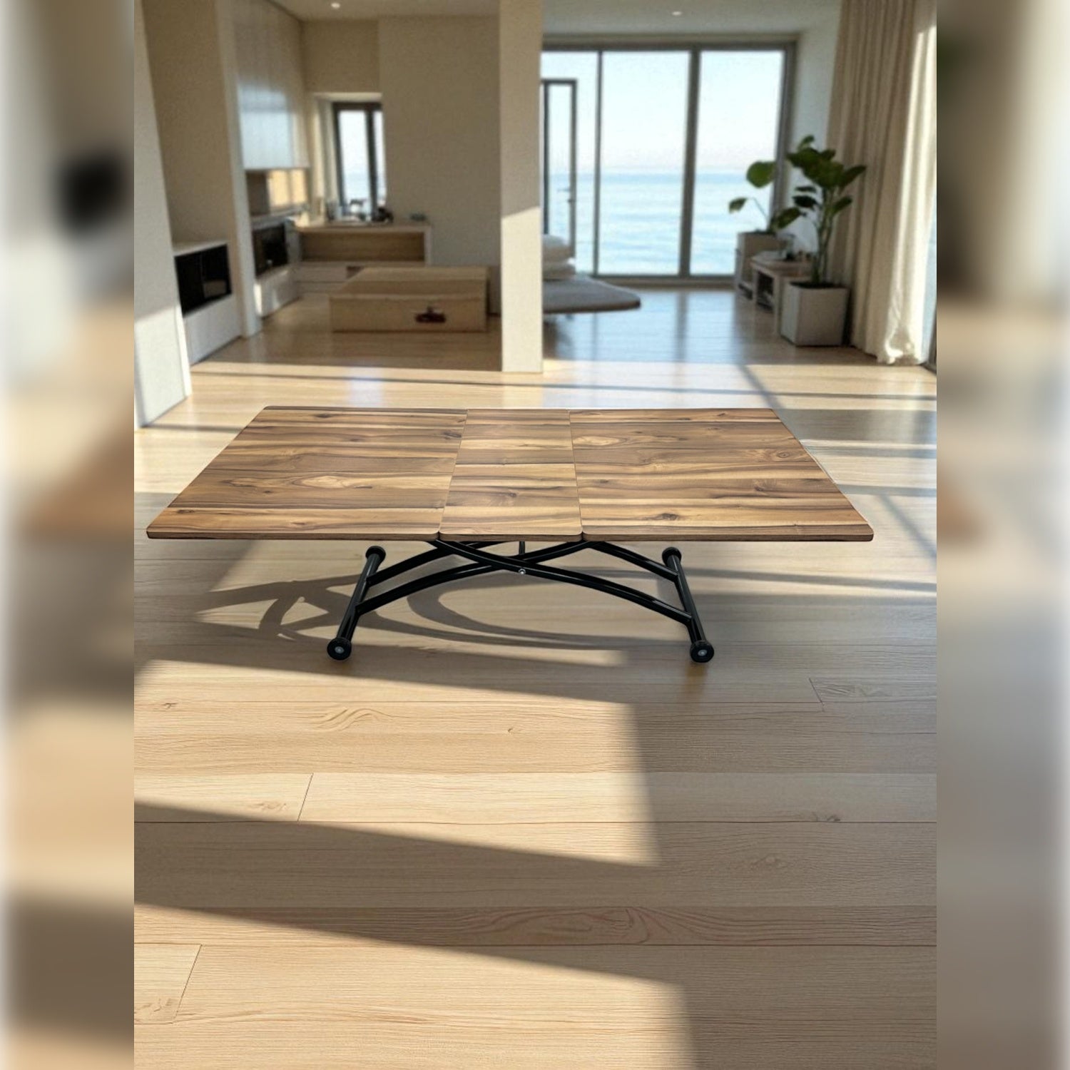 Center-Opening Square Smart Table | Urartu MDF & Black