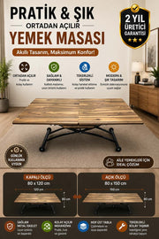 Center-Opening Square Smart Table | Urartu MDF & Black