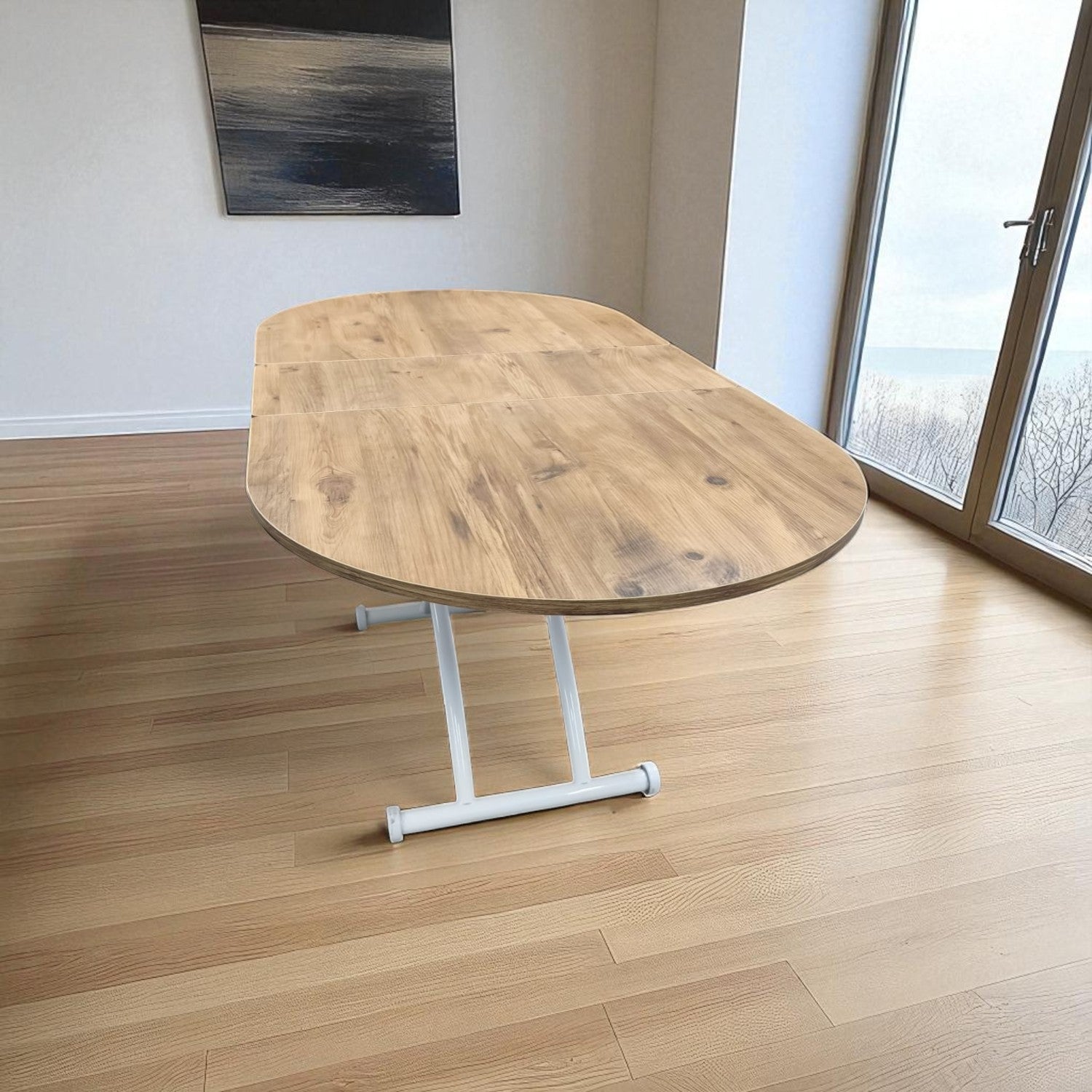 Oval Extendable Smart Table | EfesCam MDF & White