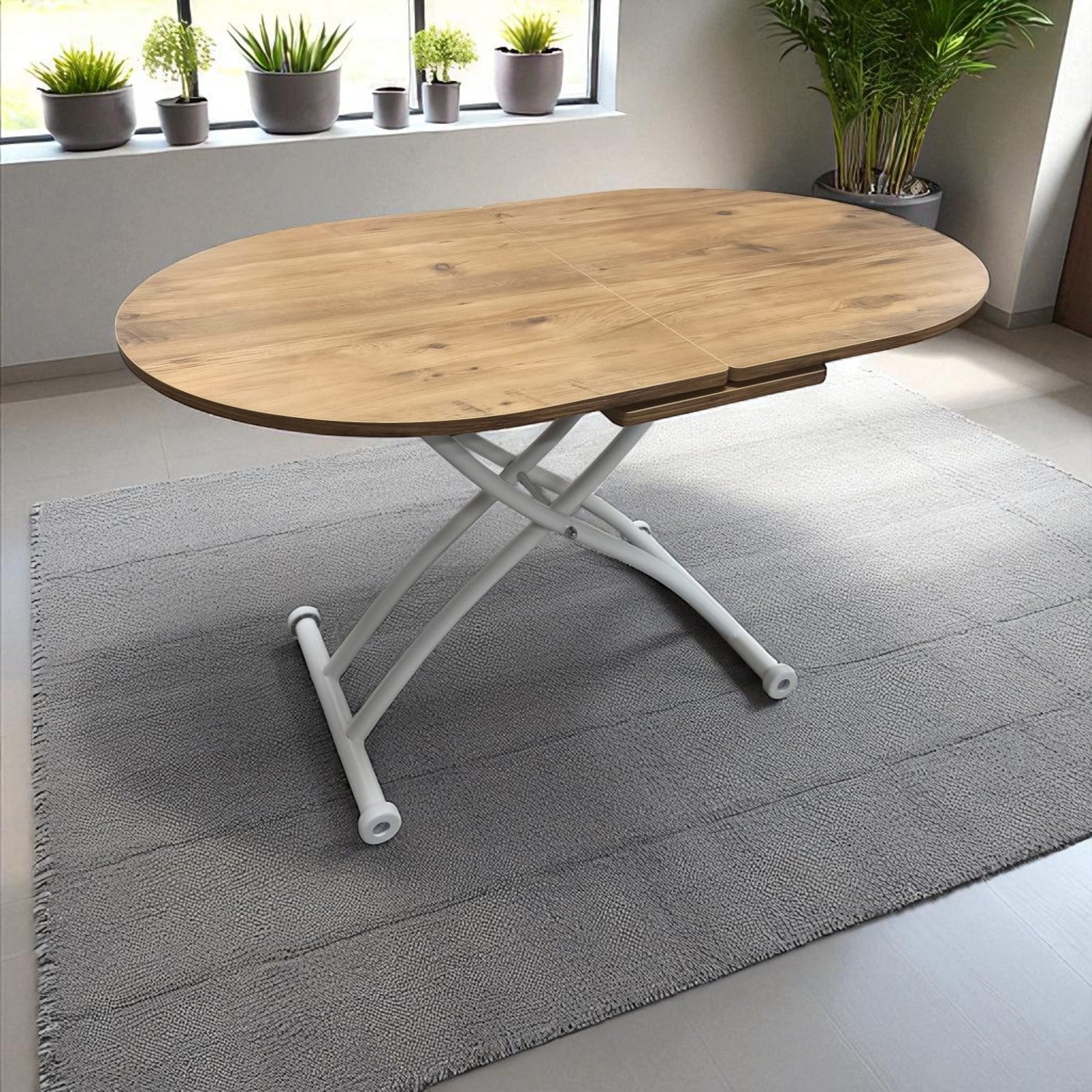 Oval Extendable Smart Table | EfesCam MDF & White