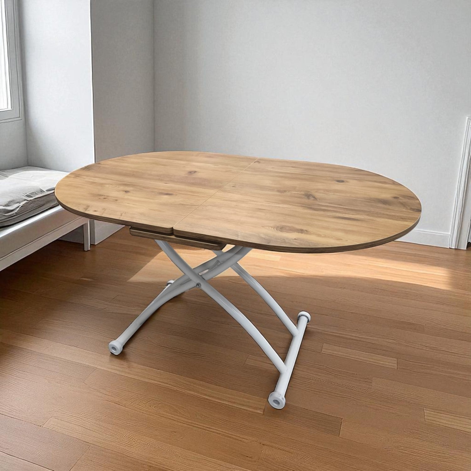 Oval Extendable Smart Table | EfesCam MDF & White