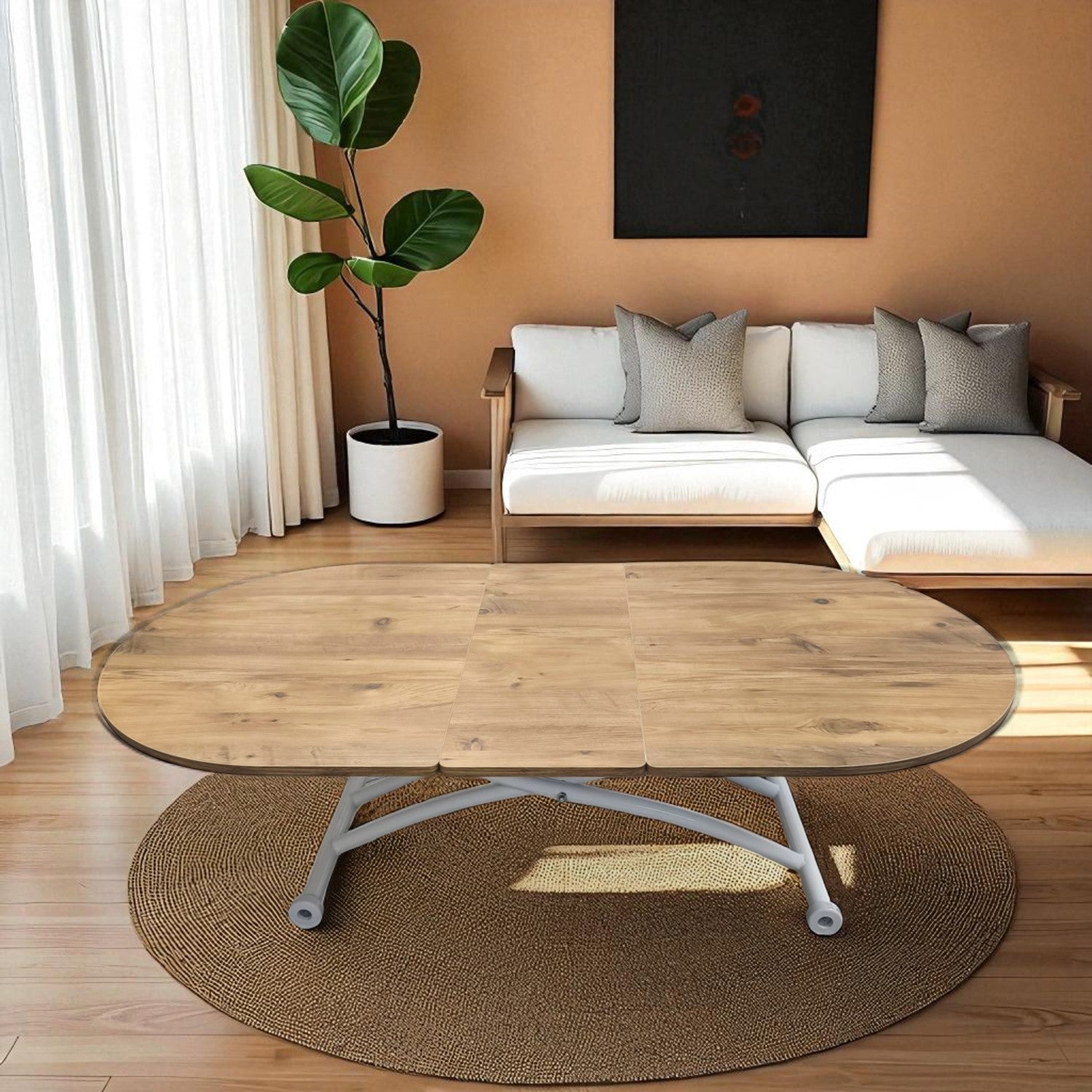 Oval Extendable Smart Table | EfesCam MDF & White
