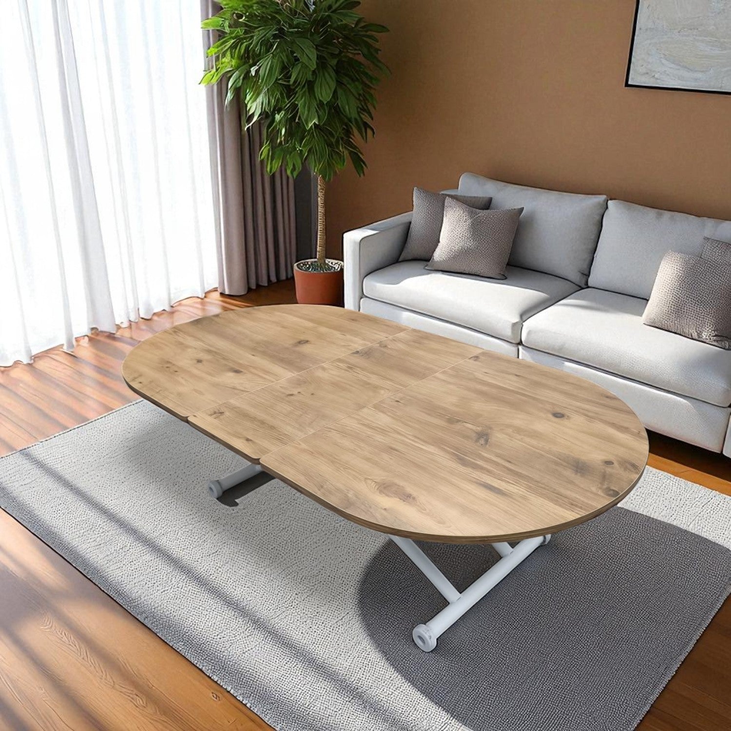 Oval Extendable Smart Table | EfesCam MDF & White