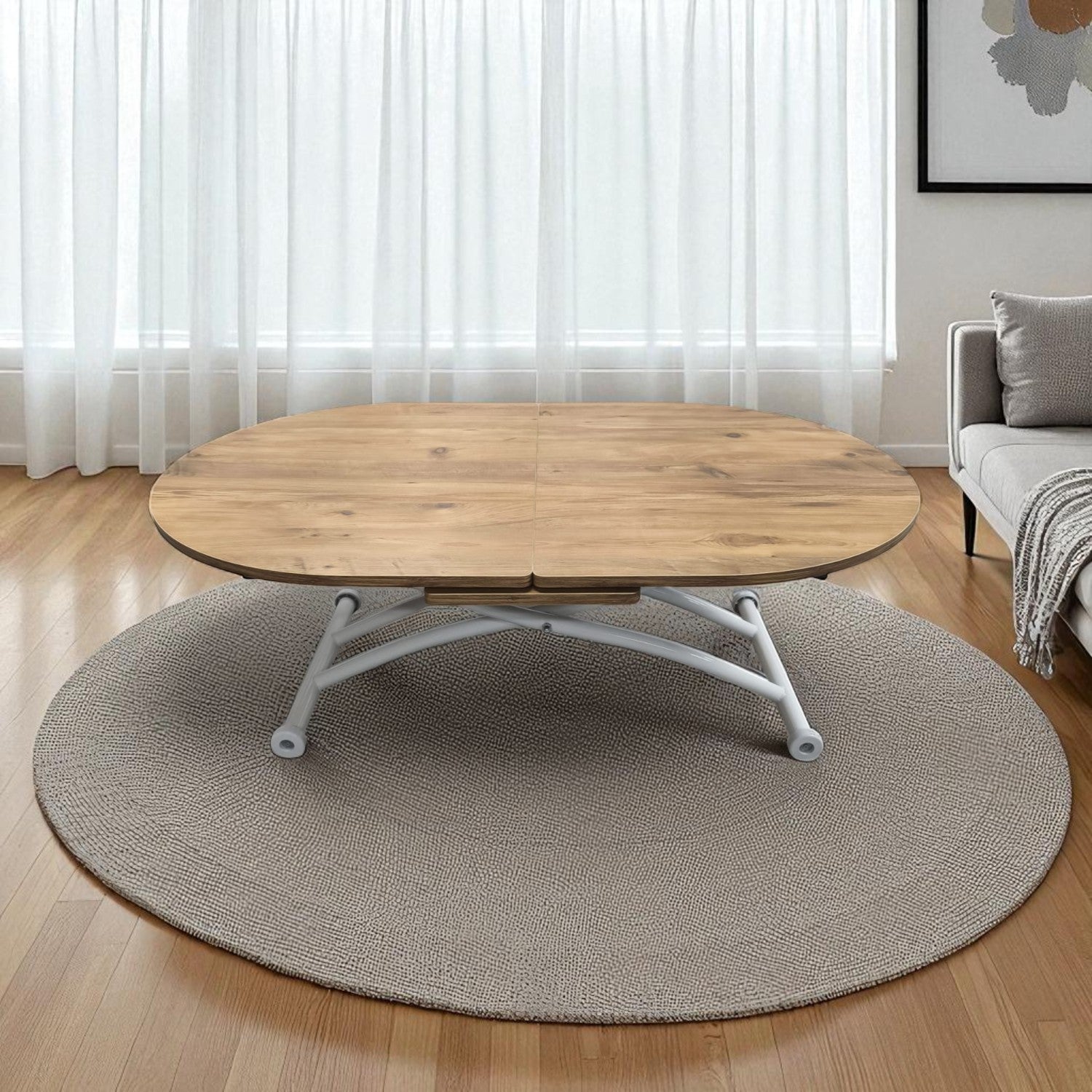 Oval Extendable Smart Table | EfesCam MDF & White