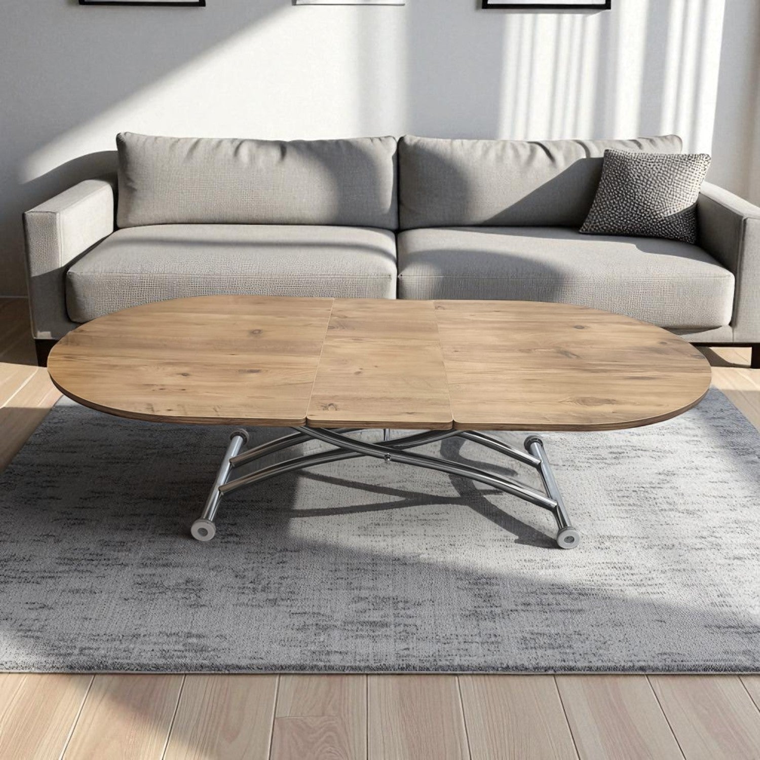 Extendable Oval Smart Table | EfesCam MDF & Chrome