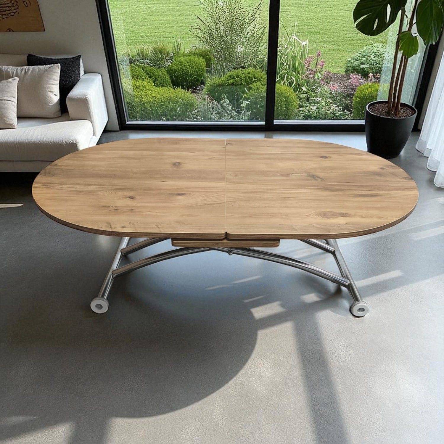 Extendable Oval Smart Table | EfesCam MDF & Chrome