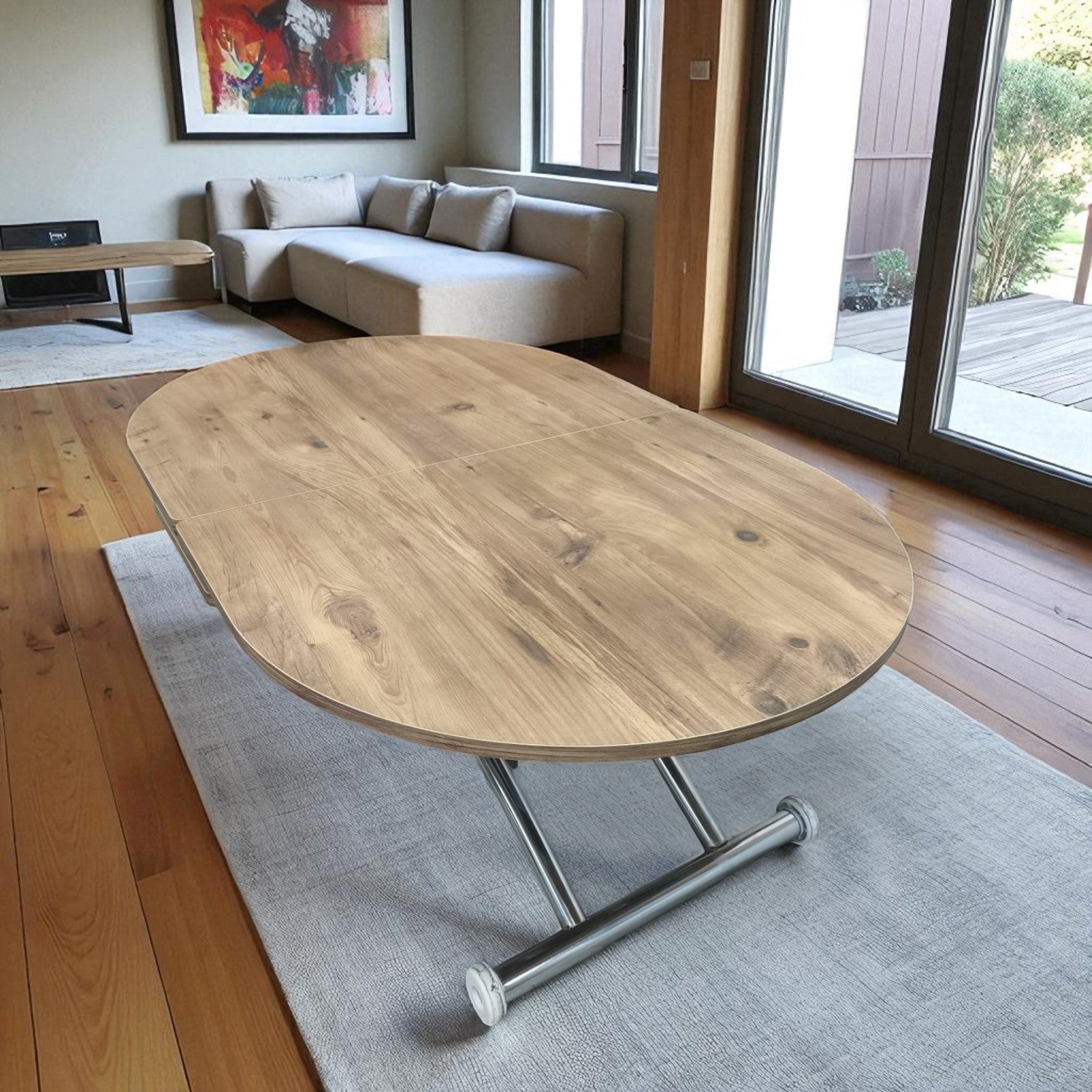 Extendable Oval Smart Table | EfesCam MDF & Chrome
