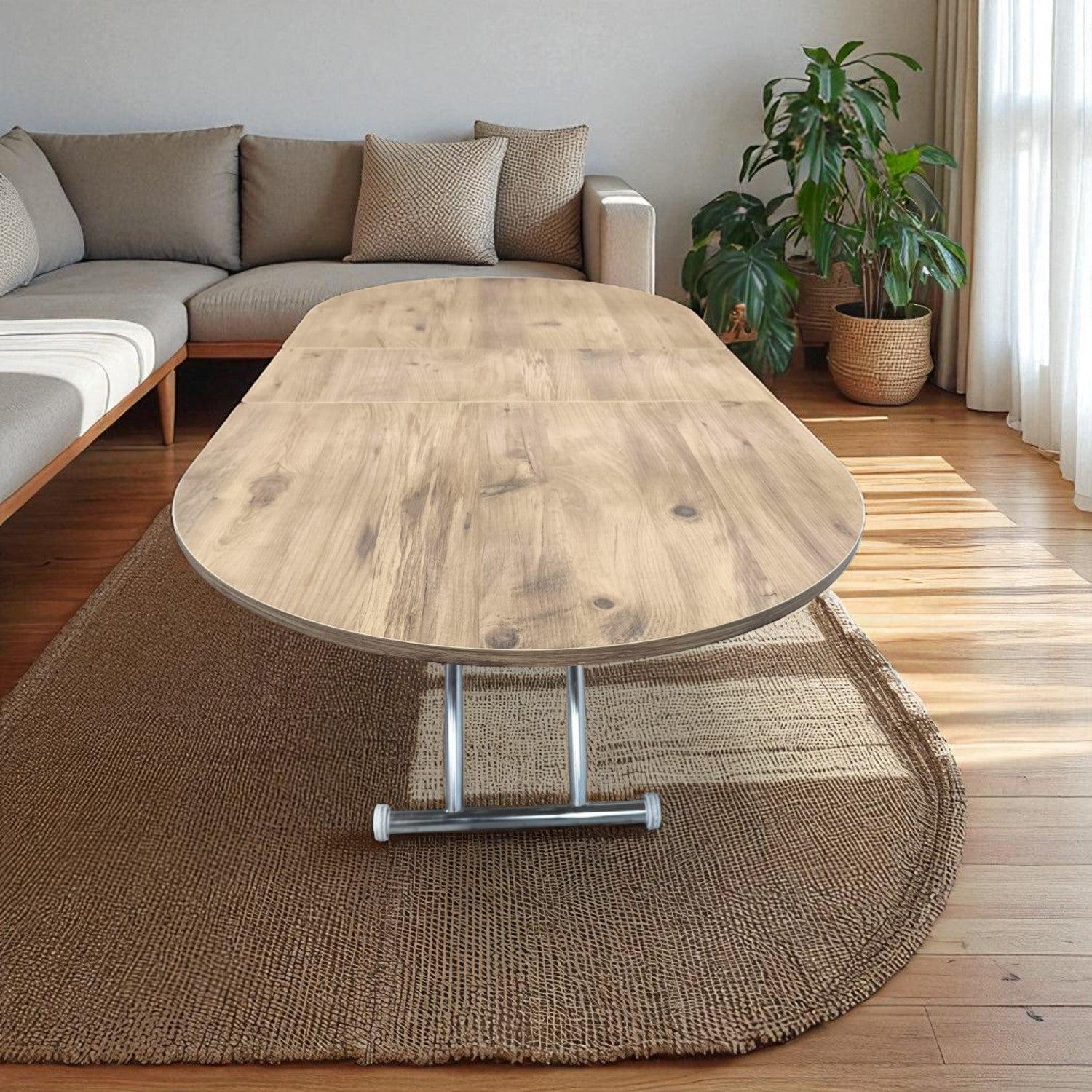 Extendable Oval Smart Table | EfesCam MDF & Chrome