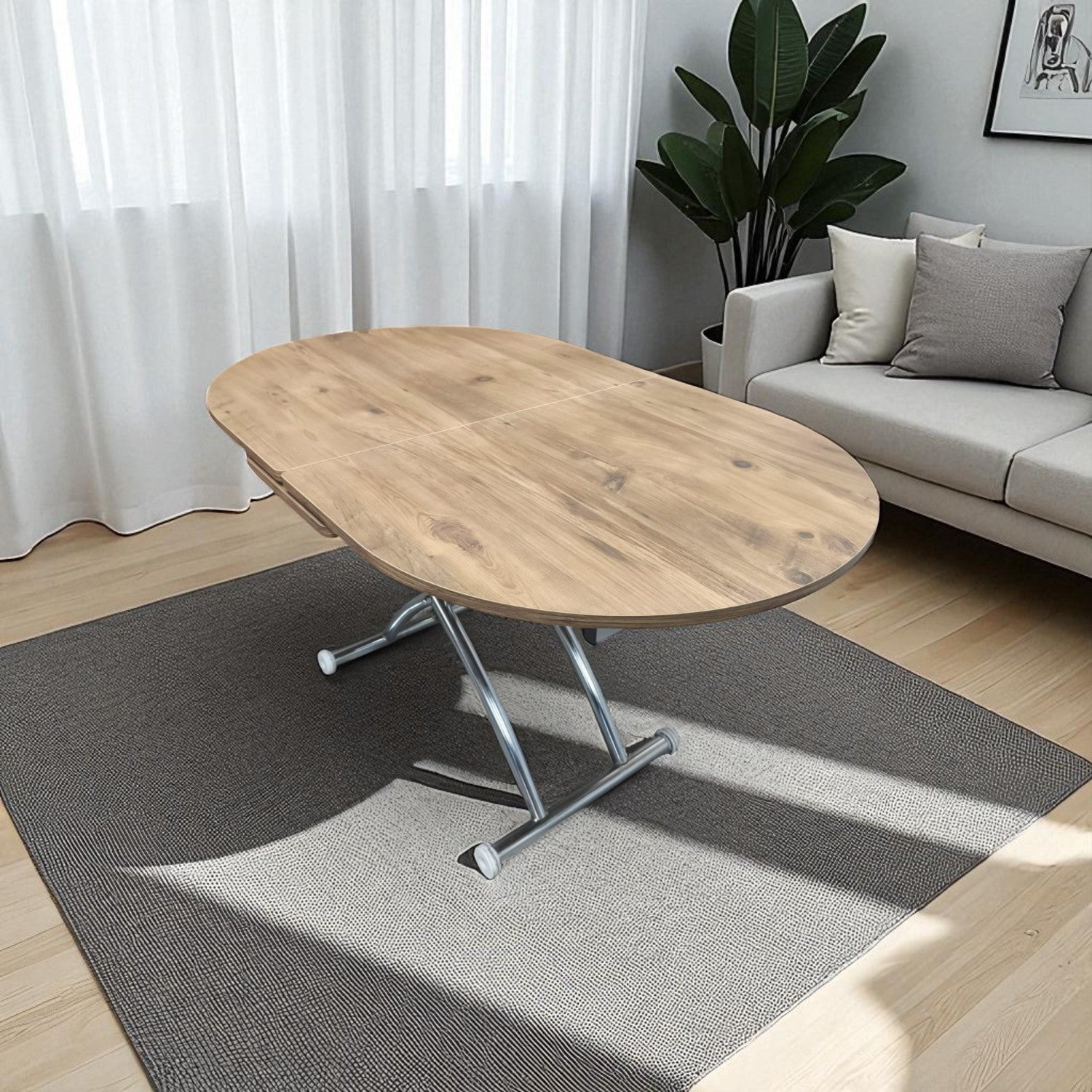 Extendable Oval Smart Table | EfesCam MDF & Chrome