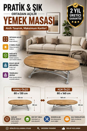 Extendable Oval Smart Table | EfesCam MDF & Chrome