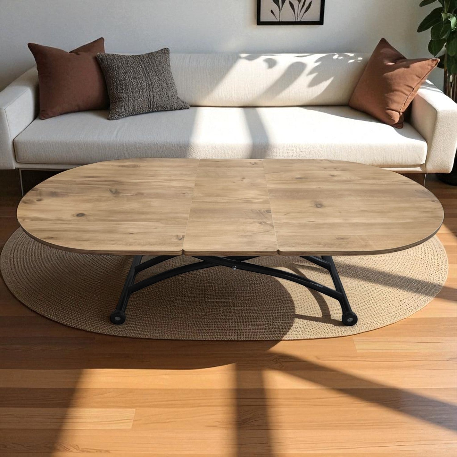 Oval Smart Table with Extension | EfesCam MDF & Black