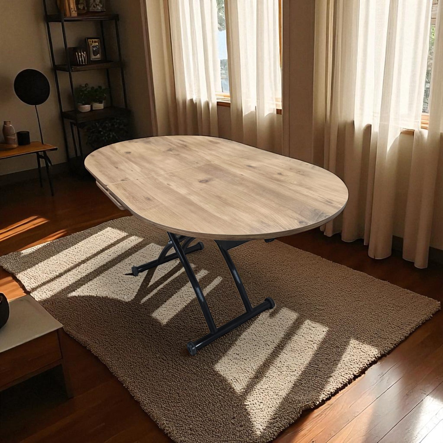 Oval Smart Table with Extension | EfesCam MDF & Black