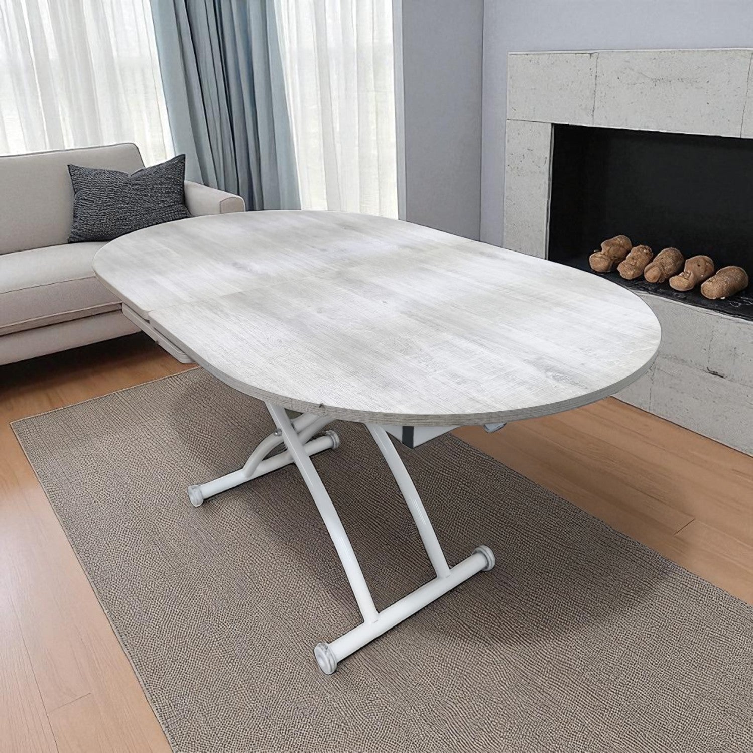 Oval Extendable Smart Table | Lisbon MDF & White