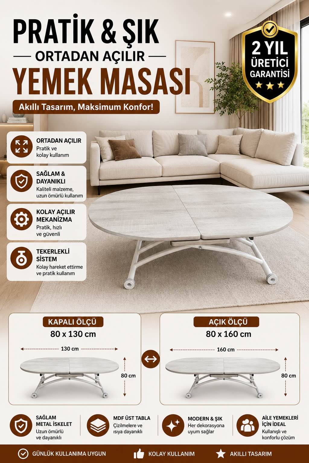 Oval Extendable Smart Table | Lisbon MDF & White