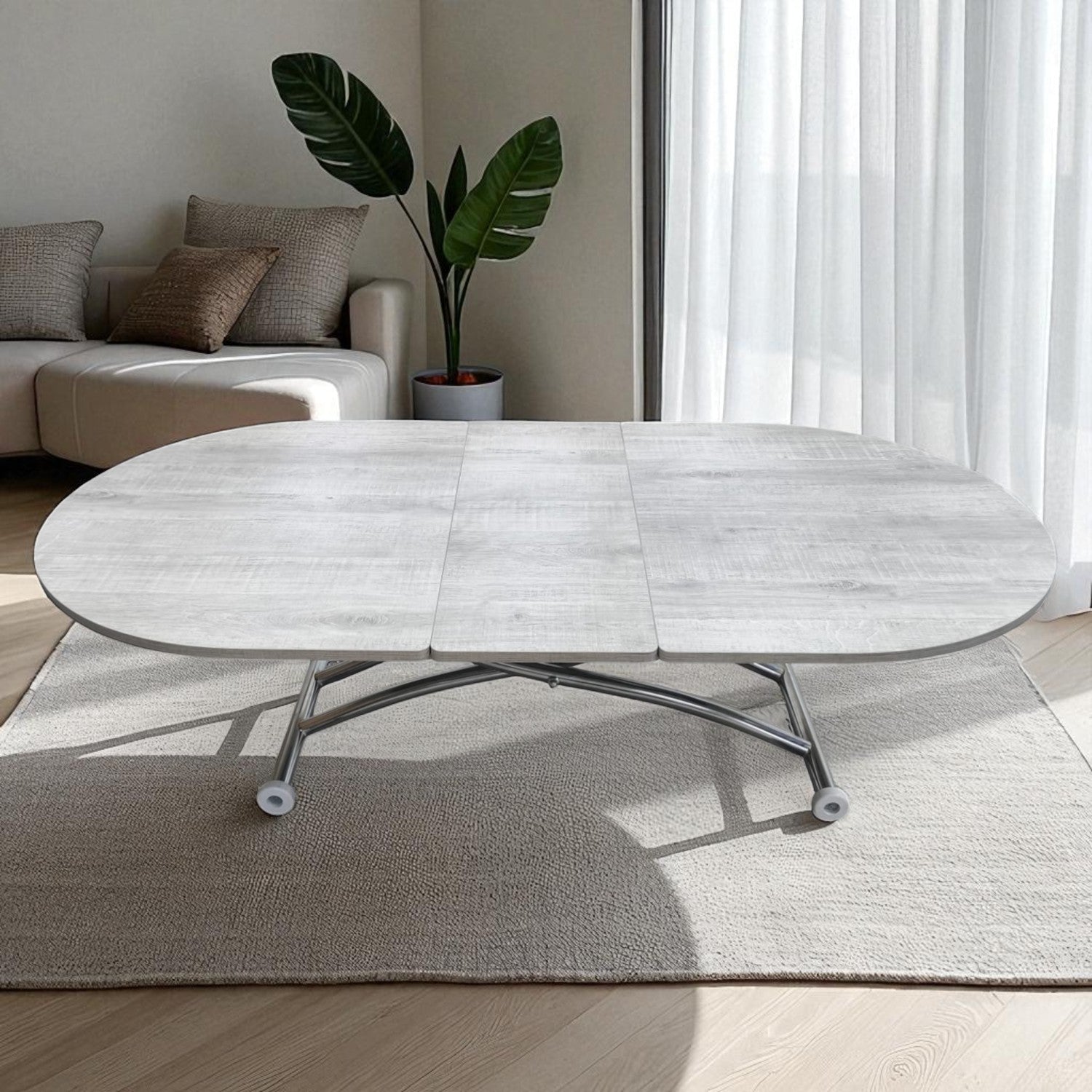 Oval Extendable Smart Table | Lisbon MDF & Chrome