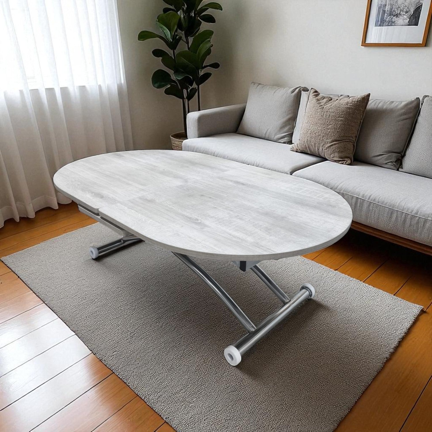 Oval Extendable Smart Table | Lisbon MDF & Chrome