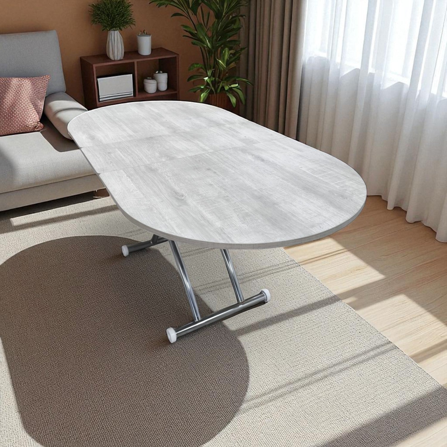 Oval Extendable Smart Table | Lisbon MDF & Chrome