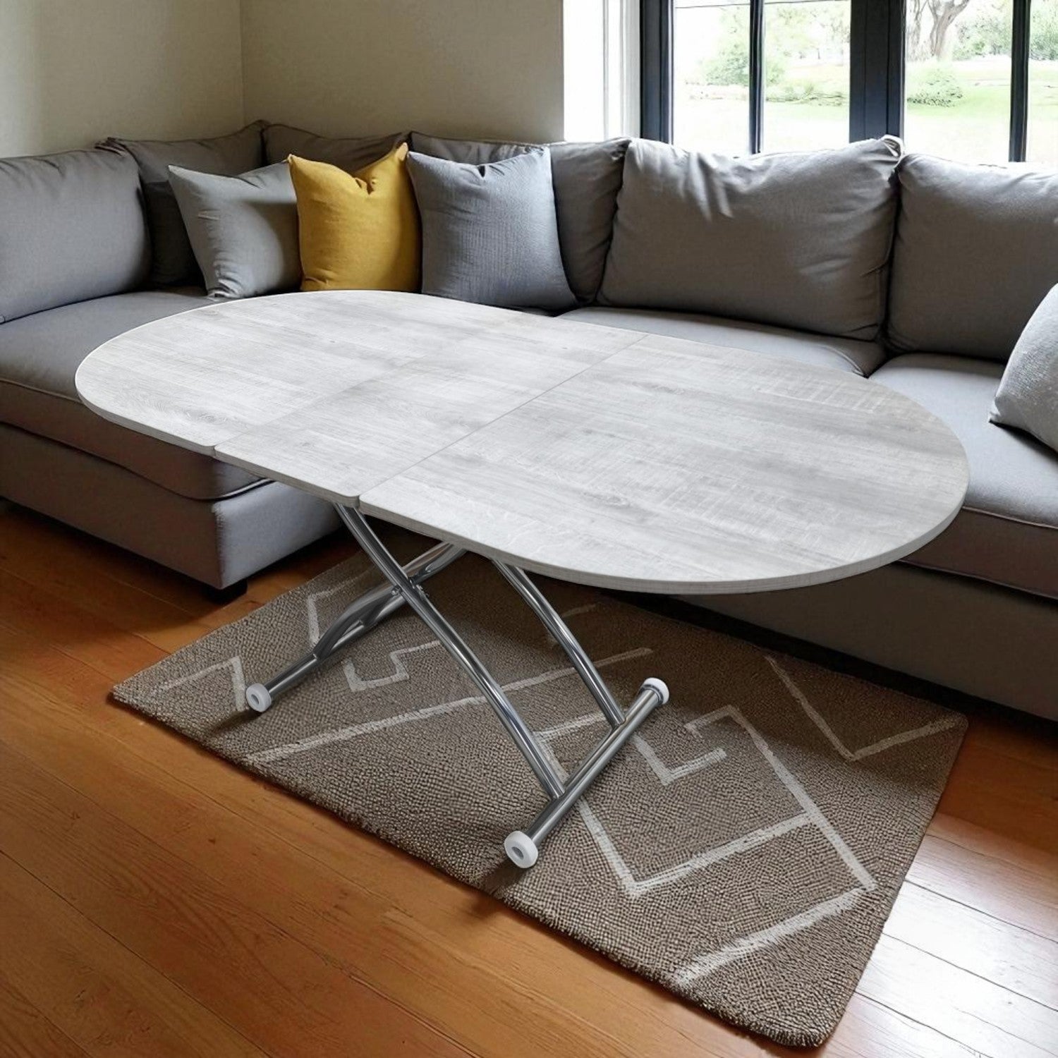 Oval Extendable Smart Table | Lisbon MDF & Chrome