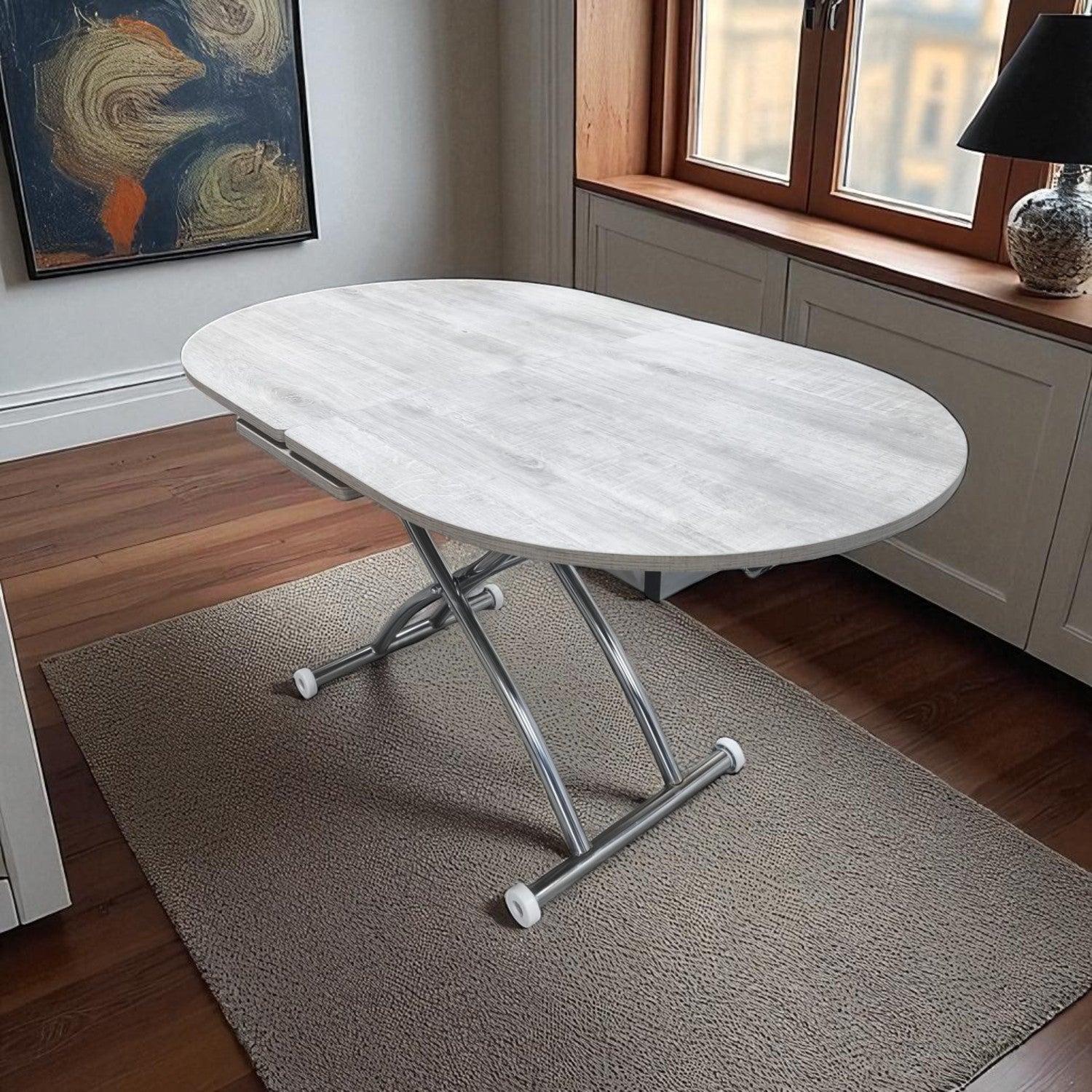 Oval Extendable Smart Table | Lisbon MDF & Chrome