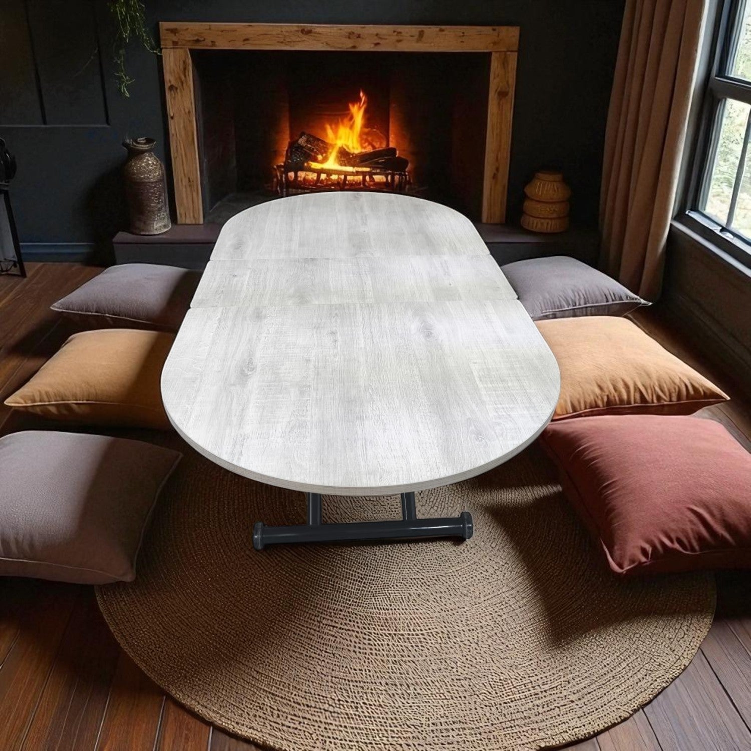 Oval Extendable Smart Table | Lisbon MDF & Black