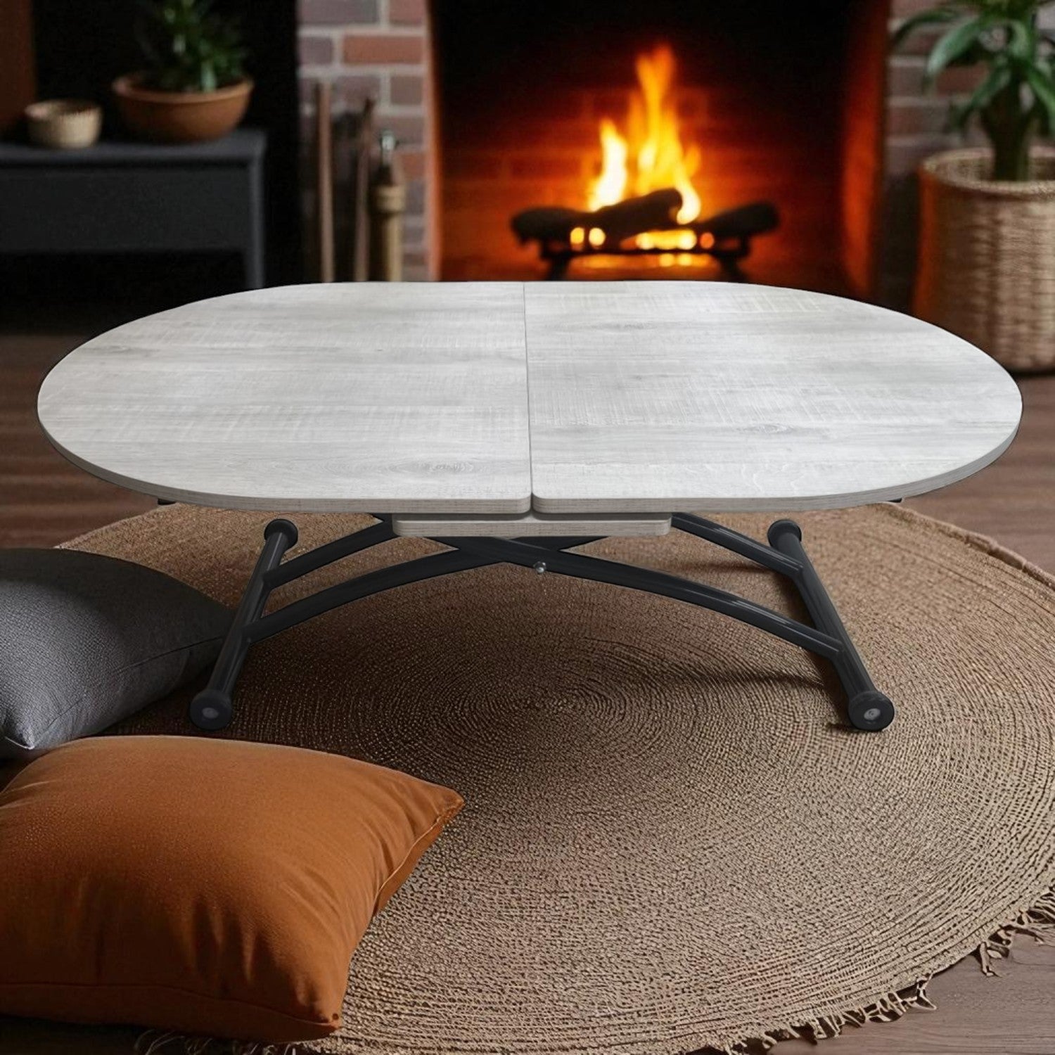 Oval Extendable Smart Table | Lisbon MDF & Black