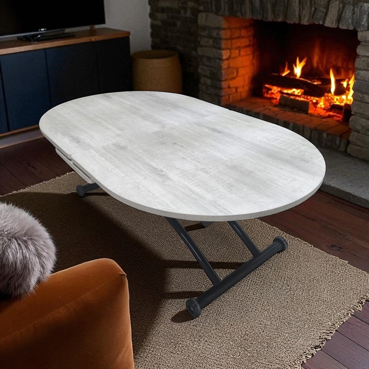 Oval Extendable Smart Table | Lisbon MDF & Black