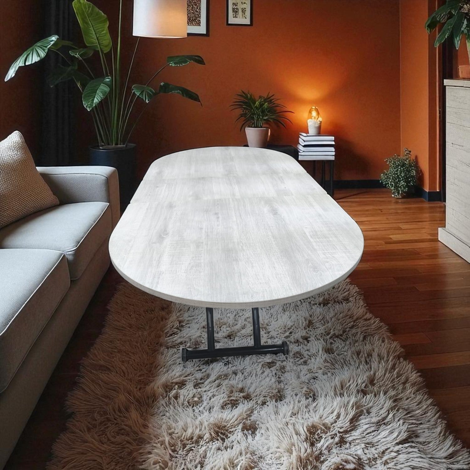 Oval Extendable Smart Table | Lisbon MDF & Black