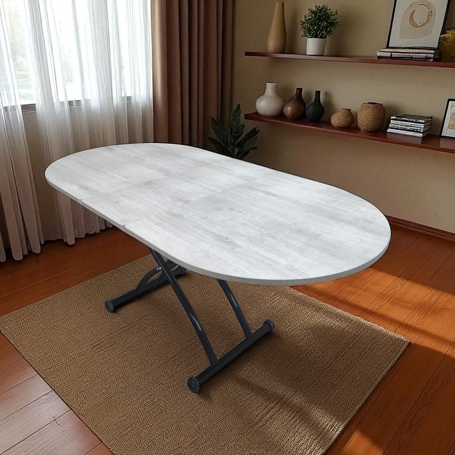 Oval Extendable Smart Table | Lisbon MDF & Black