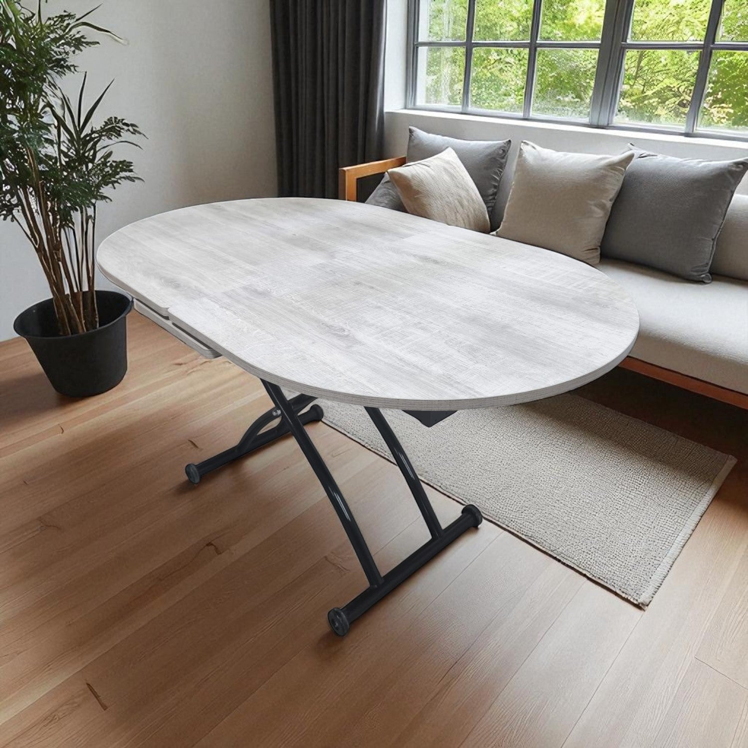 Oval Extendable Smart Table | Lisbon MDF & Black