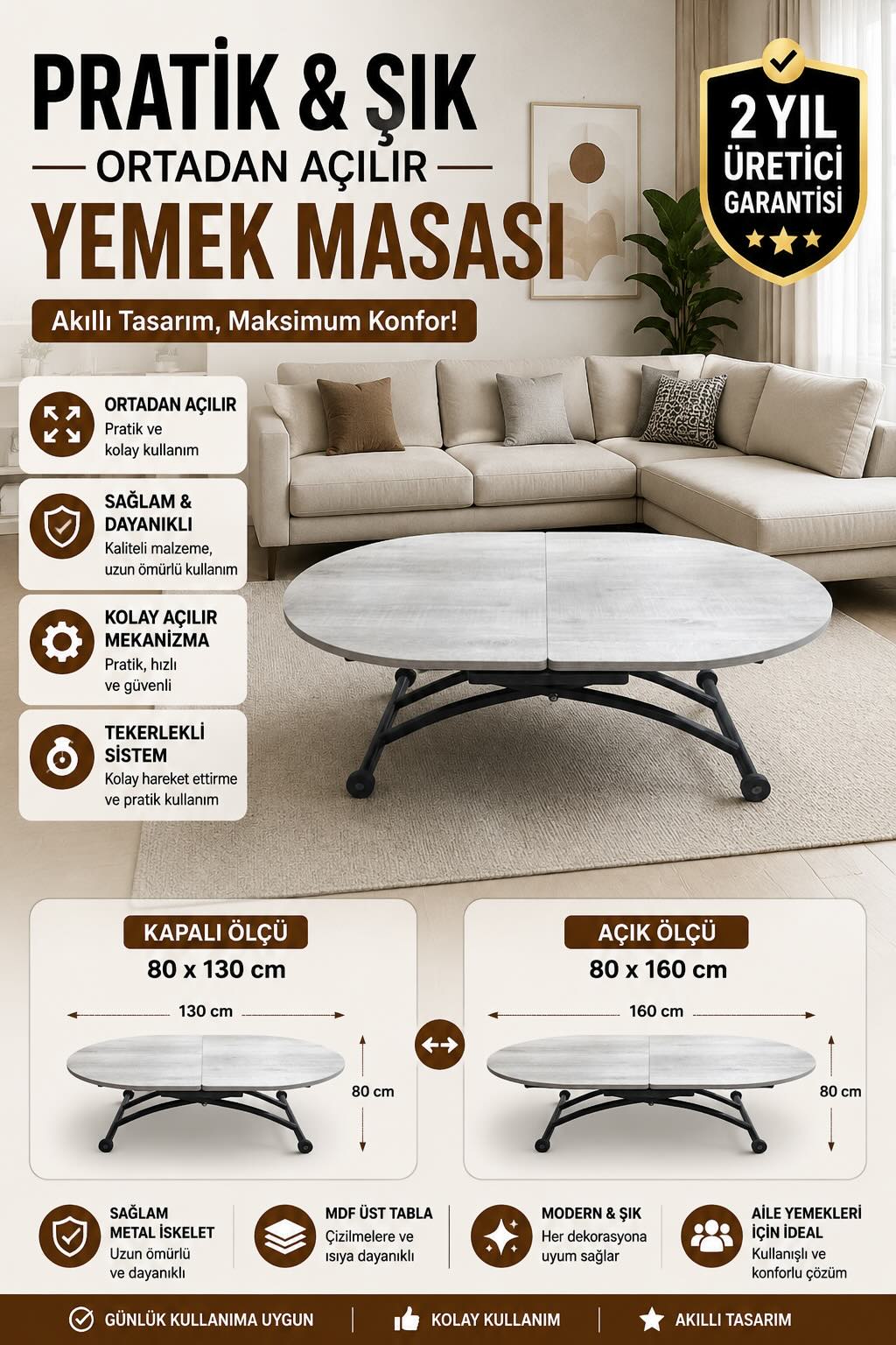 Oval Extendable Smart Table | Lisbon MDF & Black