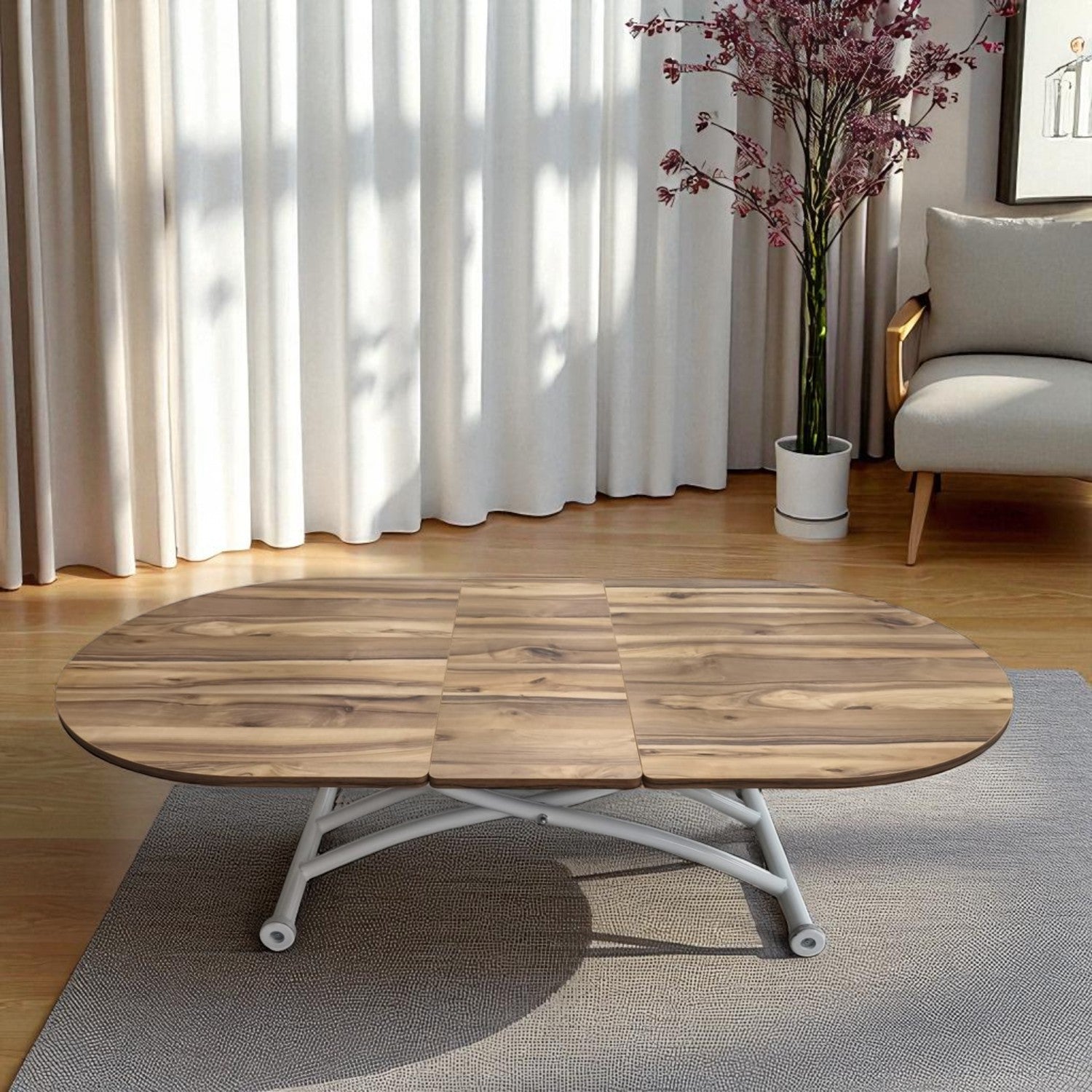 Oval Extendable Smart Table | Urartu MDF & White