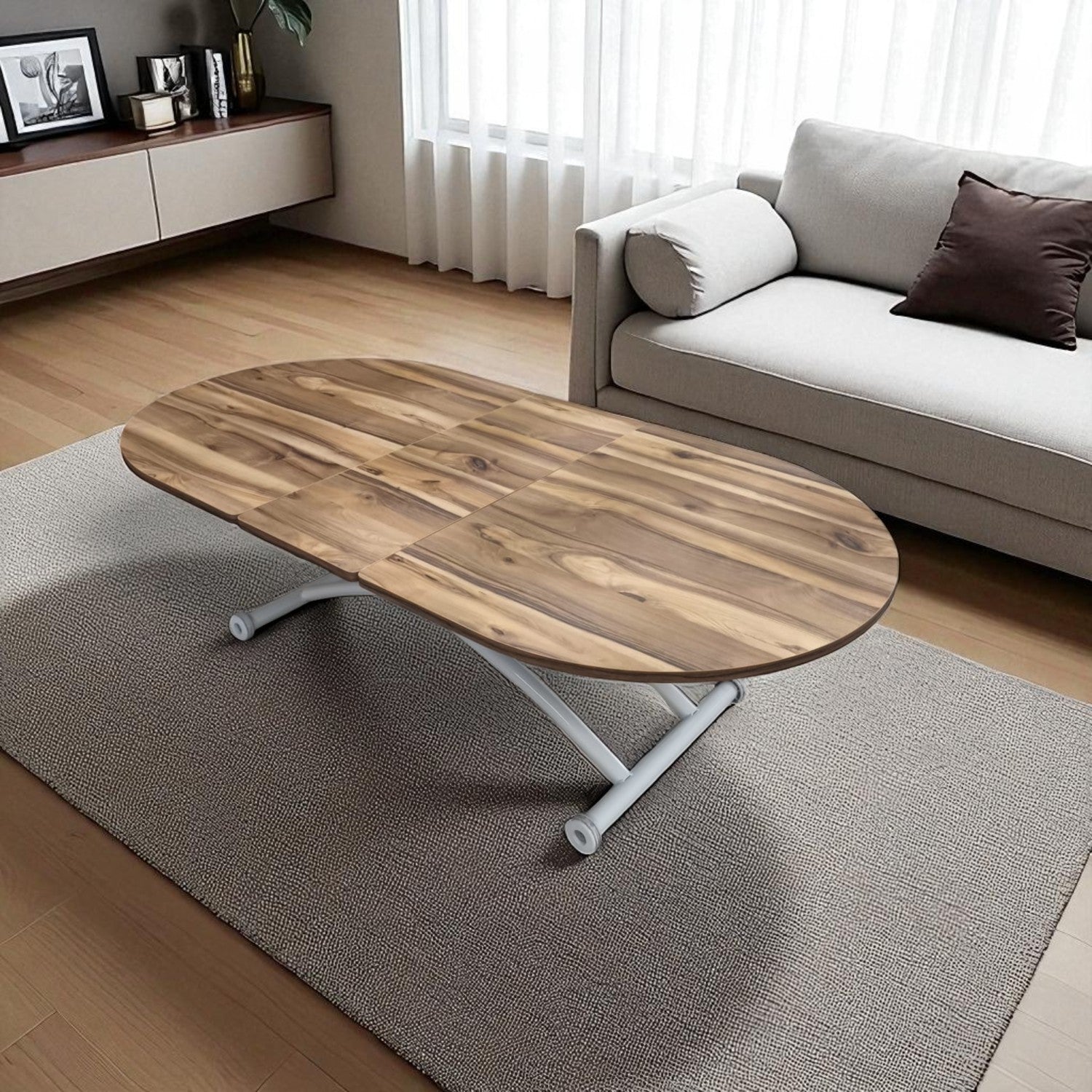 Oval Extendable Smart Table | Urartu MDF & White