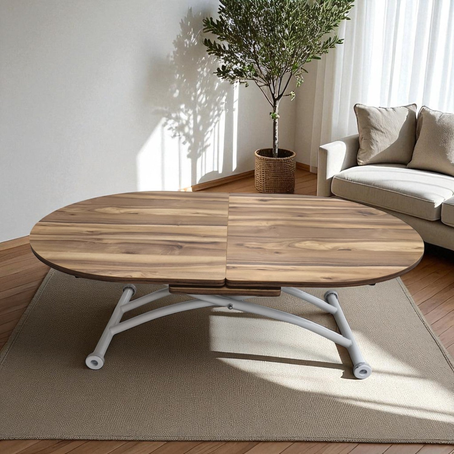 Oval Extendable Smart Table | Urartu MDF & White