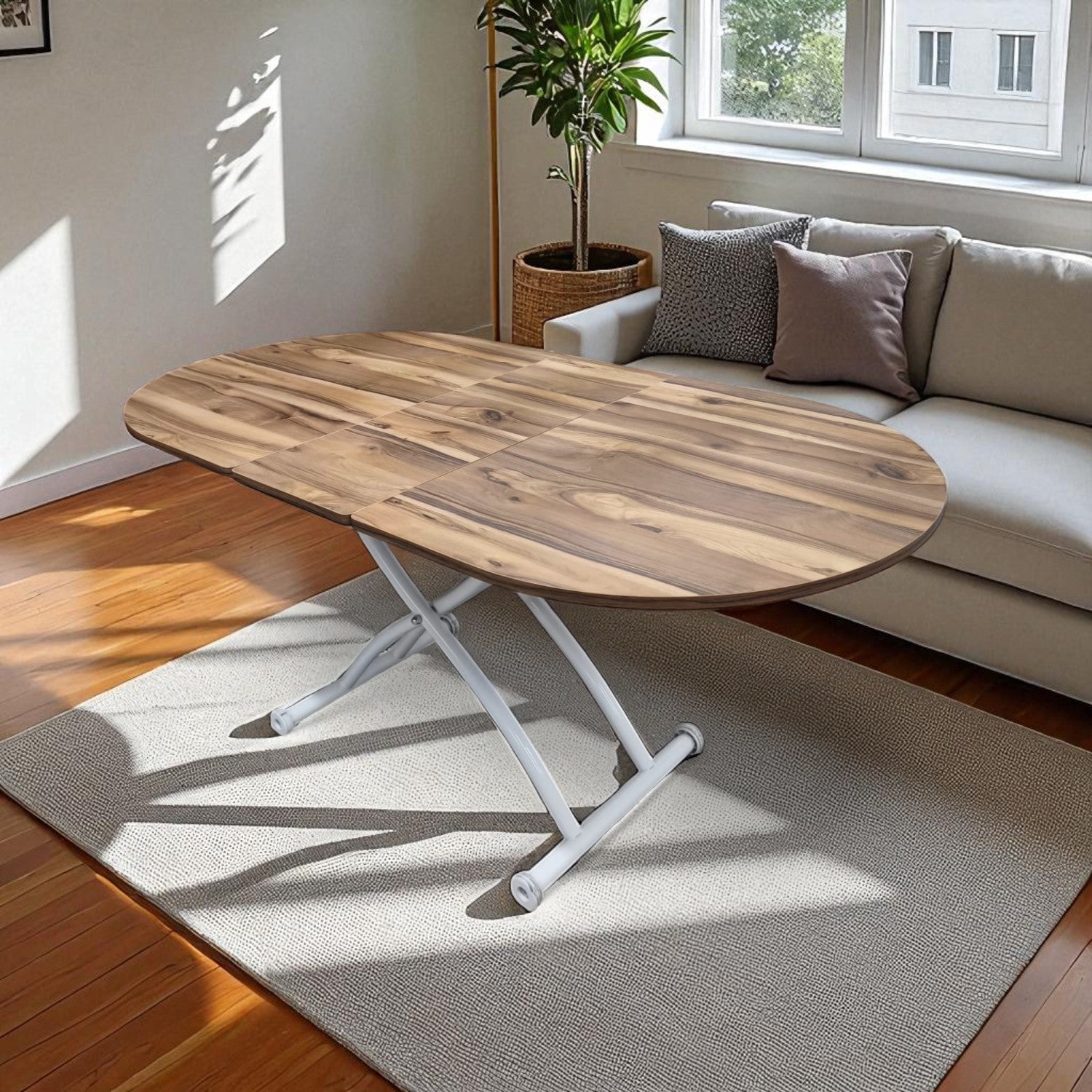 Oval Extendable Smart Table | Urartu MDF & White