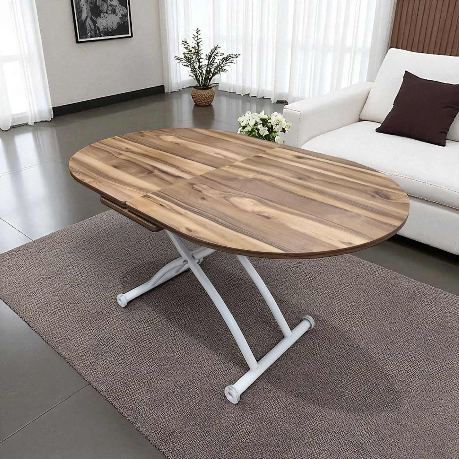 Oval Extendable Smart Table | Urartu MDF & White