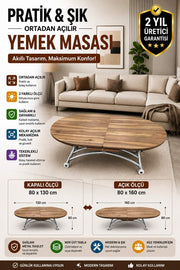 Center Opening Oval Smart Table | Urartu MDF & Chrome