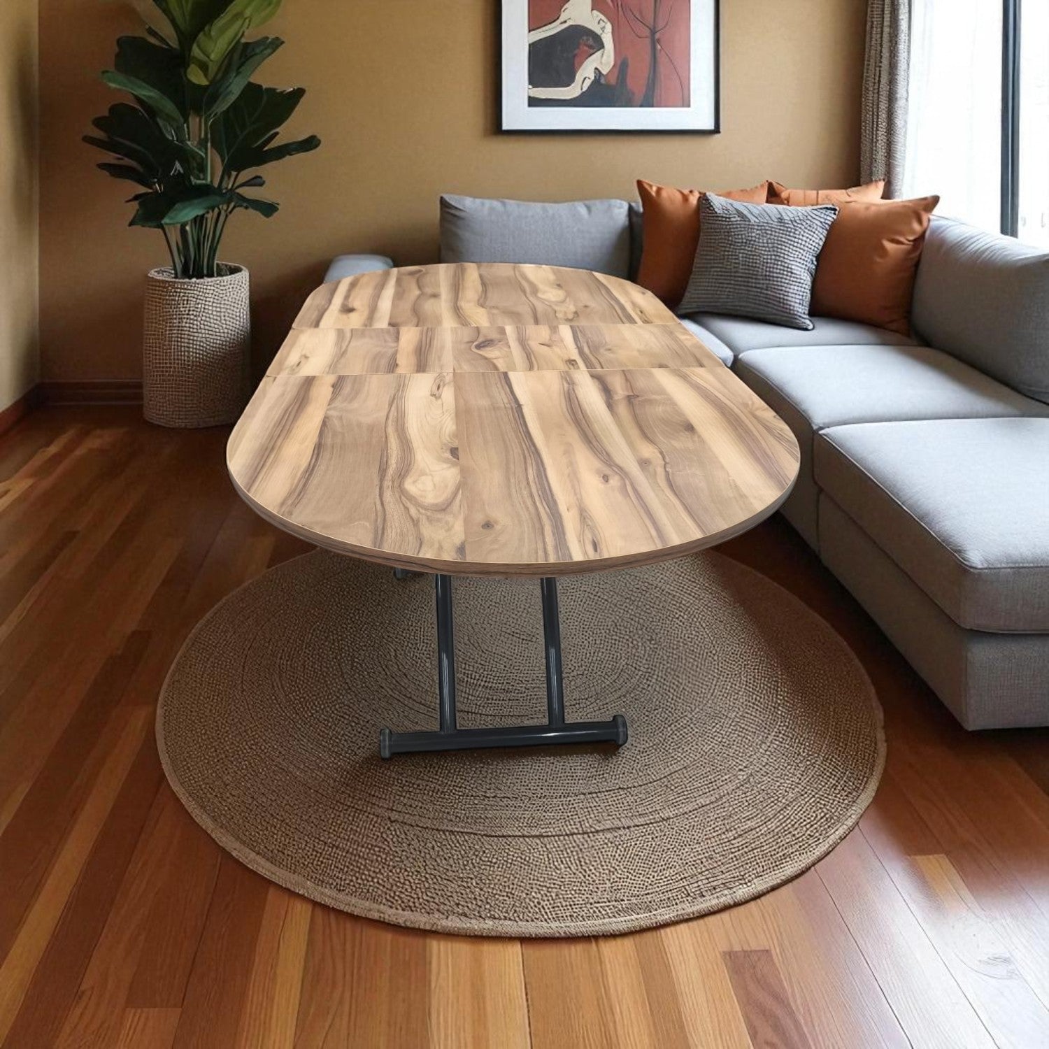 Center-Opening Oval Smart Table | Urartu MDF & Black